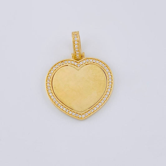 Dije Placa Corazón Bordeado 5.6 g / 3 cm Oro Amarillo 18K
