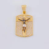 Dije Placa Cristo Señor De Los Milagros 4.4 g / 3 cm Dos Oros Negro Amarillo 18K
