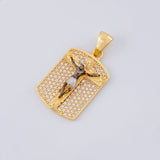 Dije Placa Cristo Señor De Los Milagros 4.65 g / 3 cm Dos Oros Negro Amarillo 18K