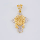 Dije Cruz Rostro Cristo 4.4 g / 3.5 cm Dos Oros Amarillo Blanco 18K