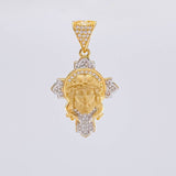 Dije Cruz Rostro Cristo 4.4 g / 3.5 cm Dos Oros Amarillo Blanco 18K