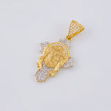 Dije Cruz Rostro Cristo 4.4 g / 3.5 cm Dos Oros Amarillo Blanco 18K