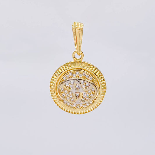 Dije Marca De Carro 3.7 g / 2.8 cm Dos Oros Amarillo Blanco 18K