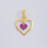 Dije Doble Corazón Colgante 1.9 g / 2.7 cm Dos Oros Amarillo Blanco 18K