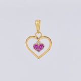 Dije Doble Corazón Colgante 1.9 g / 2.7 cm Dos Oros Amarillo Blanco 18K