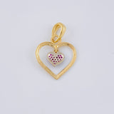 Dije Doble Corazón Colgante 1.9 g / 2.7 cm Dos Oros Amarillo Blanco 18K