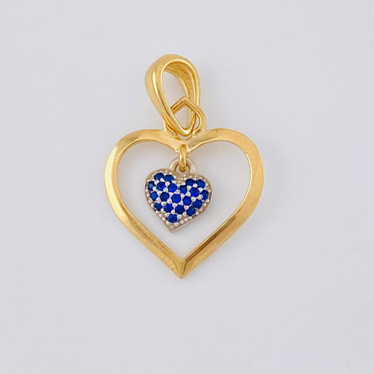 Dije Doble Corazón Colgante 1.95 g / 2.7 cm Dos Oros Amarillo Blanco 18K