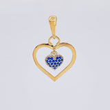 Dije Doble Corazón Colgante 1.95 g / 2.7 cm Dos Oros Amarillo Blanco 18K