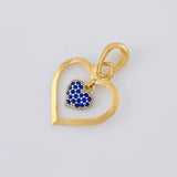 Dije Doble Corazón Colgante 1.95 g / 2.7 cm Dos Oros Amarillo Blanco 18K