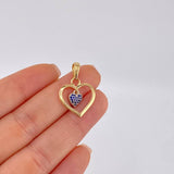 Dije Doble Corazón Colgante 1.95 g / 2.7 cm Dos Oros Amarillo Blanco 18K