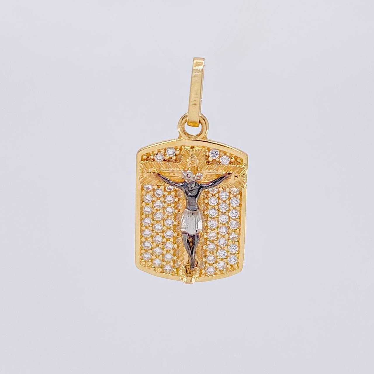 Dije Placa Cristo Señor De Los Milagros 4.55 g / 2.2 cm Dos Oros Negro Amarillo 18K