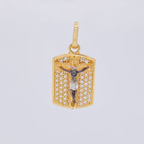 Dije Placa Cristo Señor De Los Milagros 4.55 g / 2.2 cm Dos Oros Negro Amarillo 18K