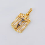 Dije Placa Cristo Señor De Los Milagros 4.55 g / 2.2 cm Dos Oros Negro Amarillo 18K
