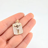 Dije Placa Cristo Señor De Los Milagros 4.65 g / 3 cm Dos Oros Negro Amarillo 18K