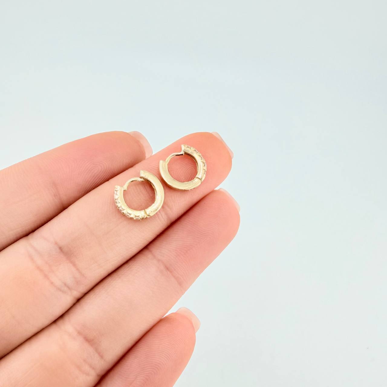 Candongas Carril Tupido 1.3 g / 0.9 cm Oro Amarillo 18K