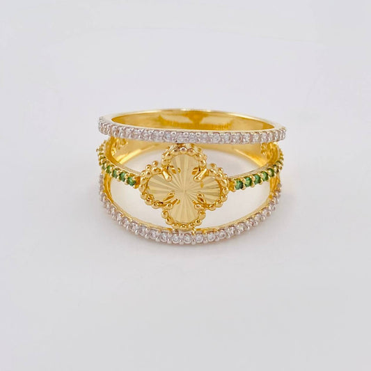 Anillo Trebol Tres Líneas 3.7 g / T7 1/2 Oro Amarillo 18K