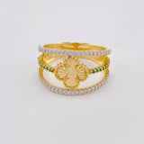 Anillo Trebol Tres Líneas 3.7 g / T7 1/2 Oro Amarillo 18K