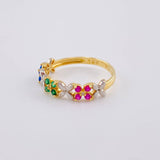 Anillo Flor Multicolor 2.1 g / T6 1/2 Oro Amarillo 18K
