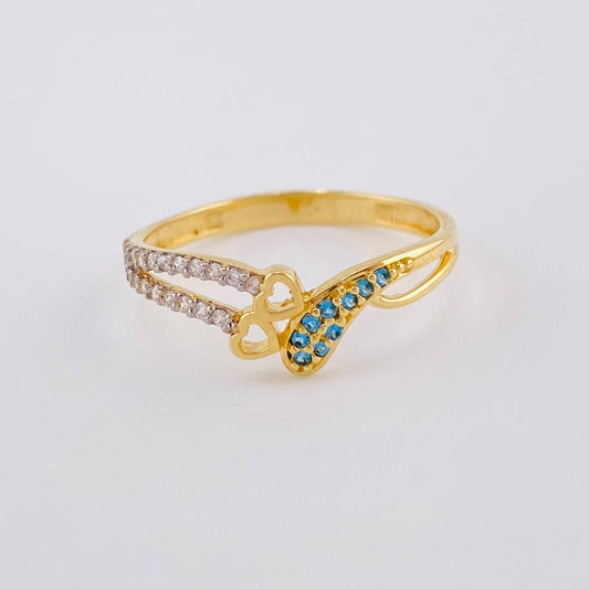 Anillo  Corazón Ala De Mariposa 1.9 g / T7 Oro Amarillo 18K