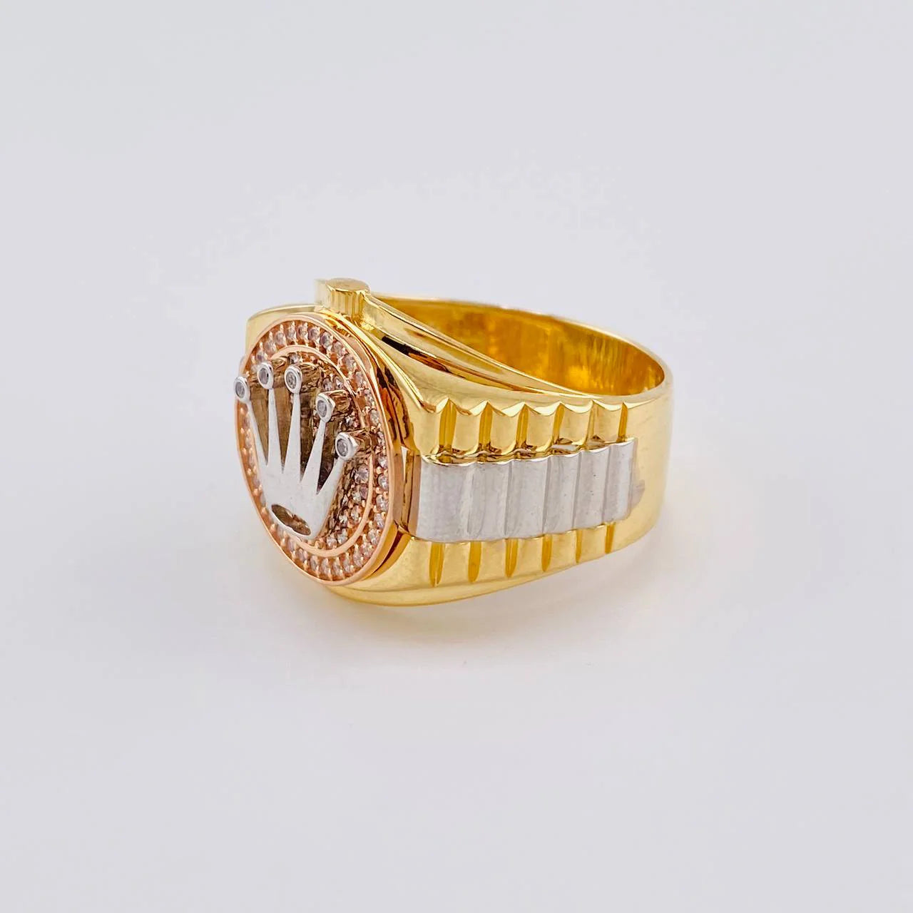 Anillo Cinturón Corona 7.9g / T10 1/4 Tres Oros 18K