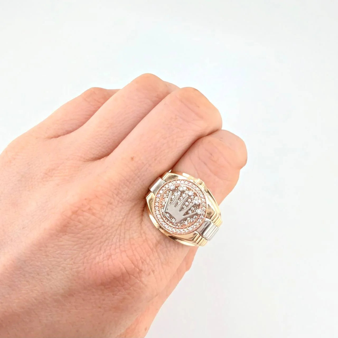 Anillo Cinturón Corona 7.8g / T7 1/4 Tres Oros 18K