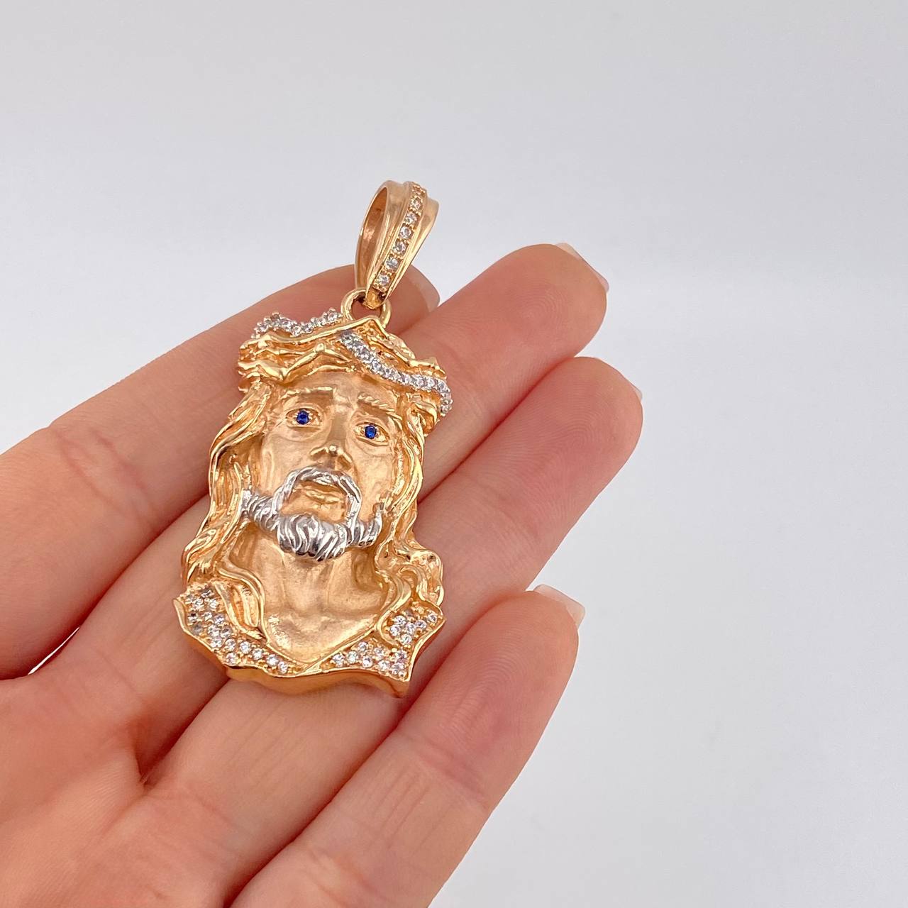 Dije Rostro Cristo 20.65 g / 6 cm Dos Oros Blanco Rosa 18K