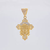 Dije Cruz Rostro Cristo 4.4 g / 3.5 cm Dos Oros Amarillo Blanco 18K