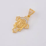 Dije Cruz Rostro Cristo 4.4 g / 3.5 cm Dos Oros Amarillo Blanco 18K