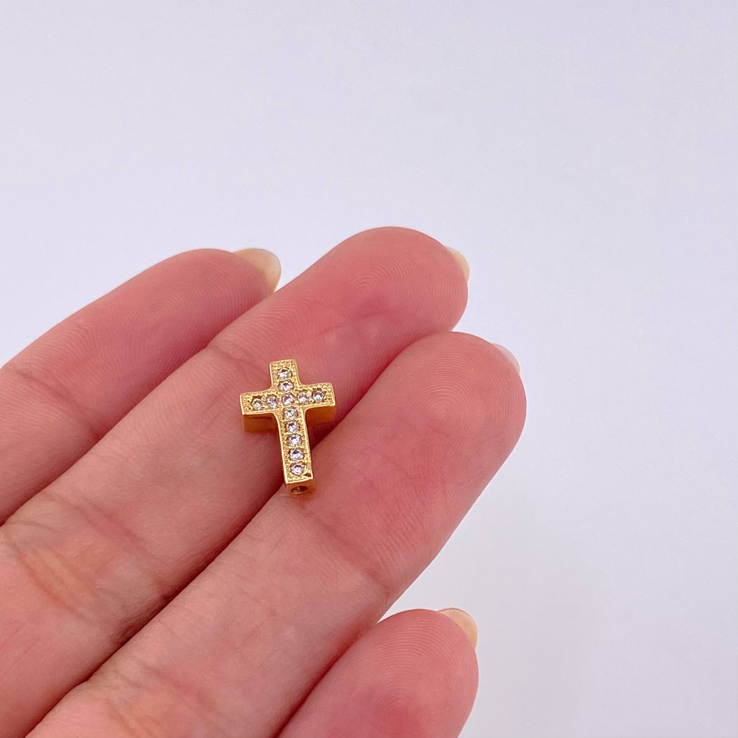 Herraje Cruz Tupida Doble Faz 1.15 g / 1 cm Oro Amarillo 18K