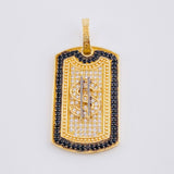 Dije Placa Signo Peso 6.5 g / 3.5 cm Dos Oros Negro Amarillo 18K