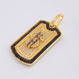 Dije Placa Signo Peso 6.5 g / 3.5 cm Dos Oros Negro Amarillo 18K