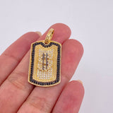 Dije Placa Signo Peso 6.5 g / 3.5 cm Dos Oros Negro Amarillo 18K