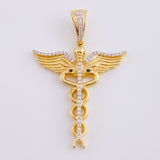 Dije Caduceo Serpiente 5.8 g / 4.5 cm Dos Oros Amarillo Blanco 18K