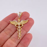 Dije Caduceo Serpiente 5.8 g / 4.5 cm Dos Oros Amarillo Blanco 18K