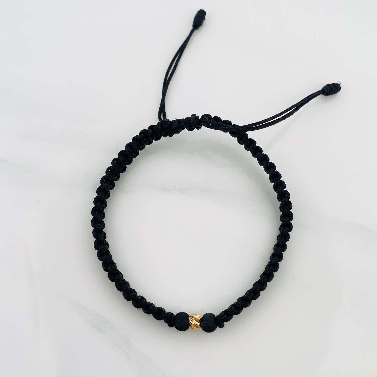 Pulsera Tejida Negra 4Mm 1 Und Oro Amarillo 18K