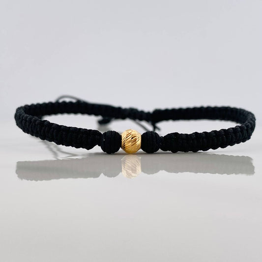Pulsera Tejida Negra 5Mm 1 Und Oro Amarillo 18K