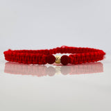 Pulsera Tejida Roja 4Mm 1 Und Oro Amarillo 18K