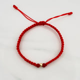 Pulsera Tejida Roja 4Mm 1 Und Oro Amarillo 18K