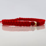 Pulsera Tejida Roja 4Mm 1 Und Oro Amarillo 18K
