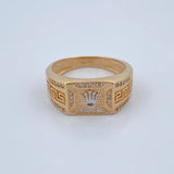 Anillo Corona RX 8.7gr / T10 1/2 / Tribal Circones Blancos Oro Amarillo 18K $