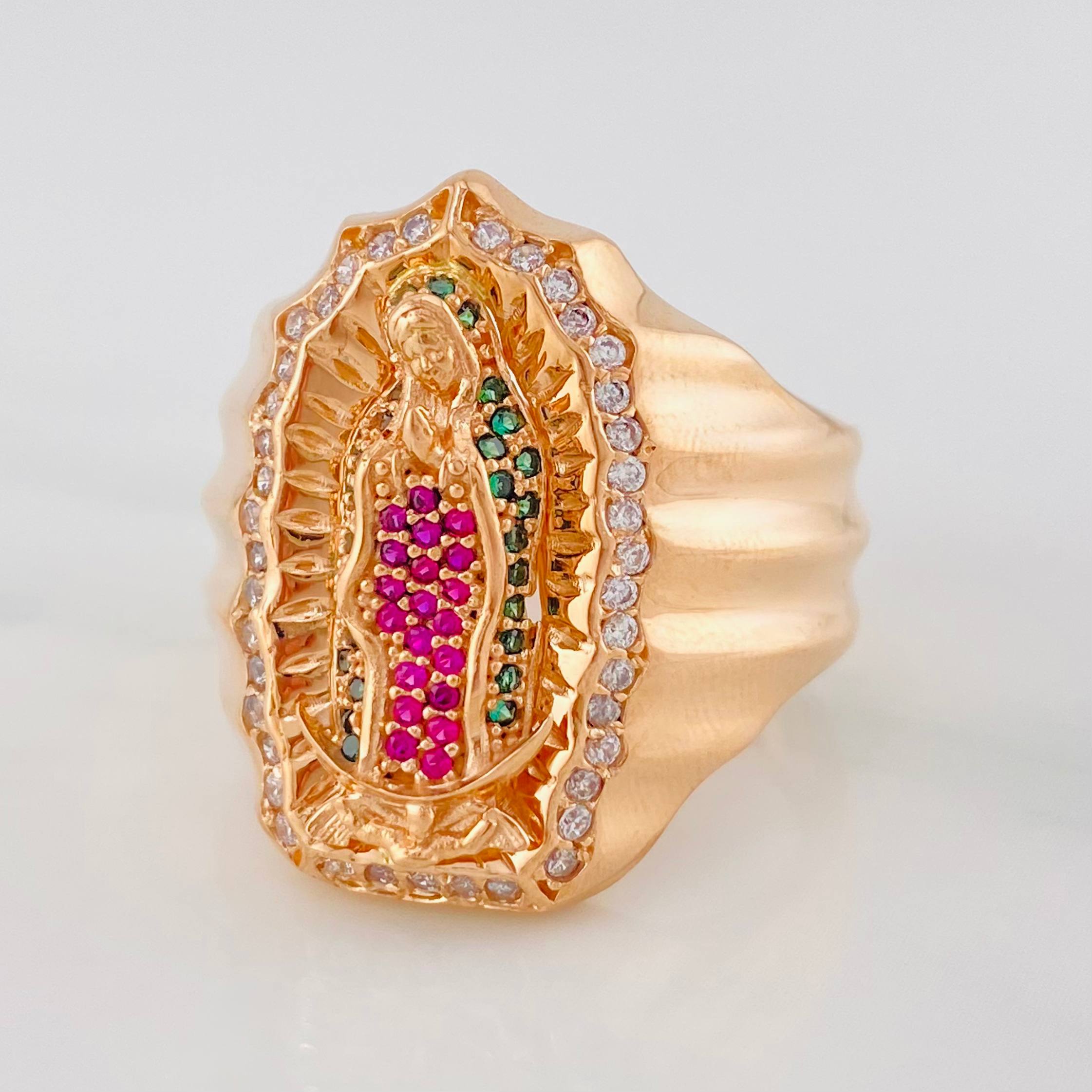 Anillo Virgen Guadalupe 13.6 g / T10 3/4 Oro Rosa 18K