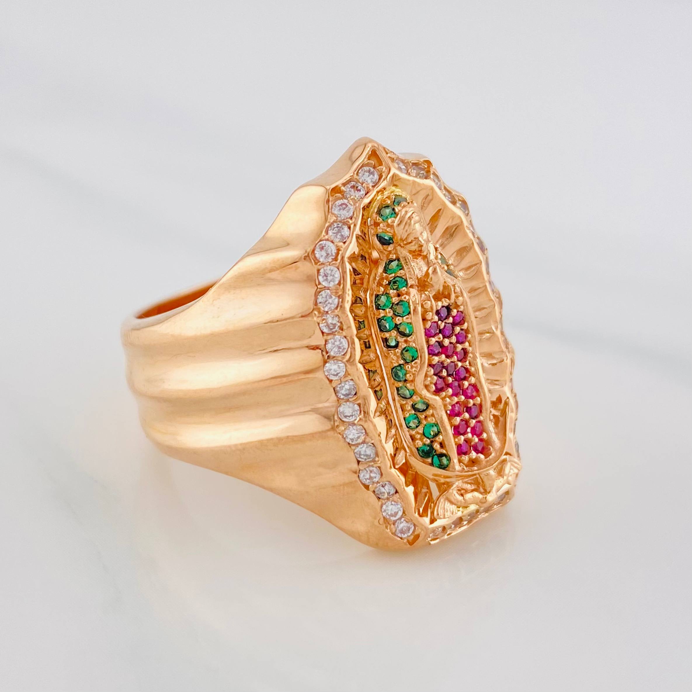 Anillo Virgen Guadalupe 13.6 g / T10 3/4 Oro Rosa 18K