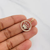 Dije Corona 2.1 g / 2.5 cm Dos Oros Blanco Rosa 18K