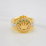Anillo Correa Corona 7.2 g / T7 3/4 Dos Oros Amarillo Blanco 18K
