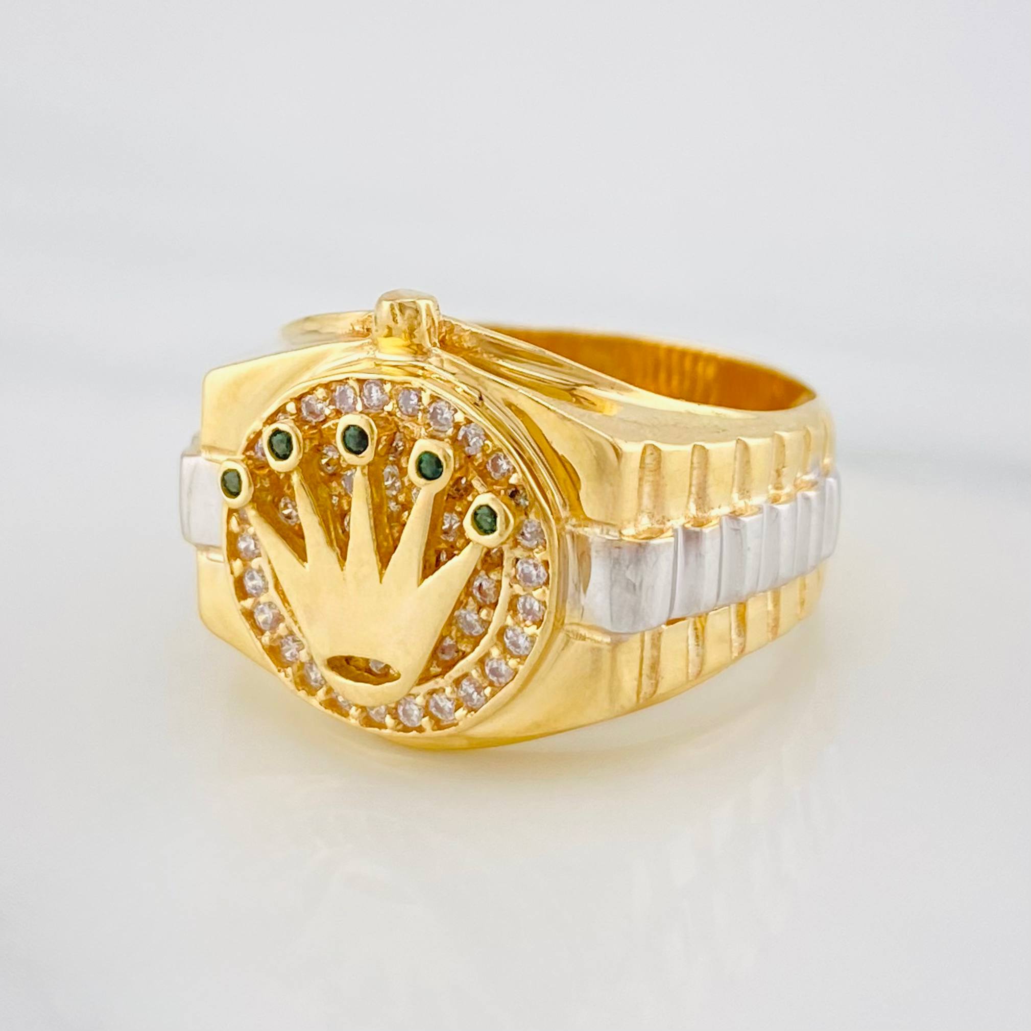 Anillo Correa Corona 7.2 g / T7 3/4 Dos Oros Amarillo Blanco 18K
