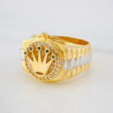 Anillo Correa Corona 7.2 g / T7 3/4 Dos Oros Amarillo Blanco 18K