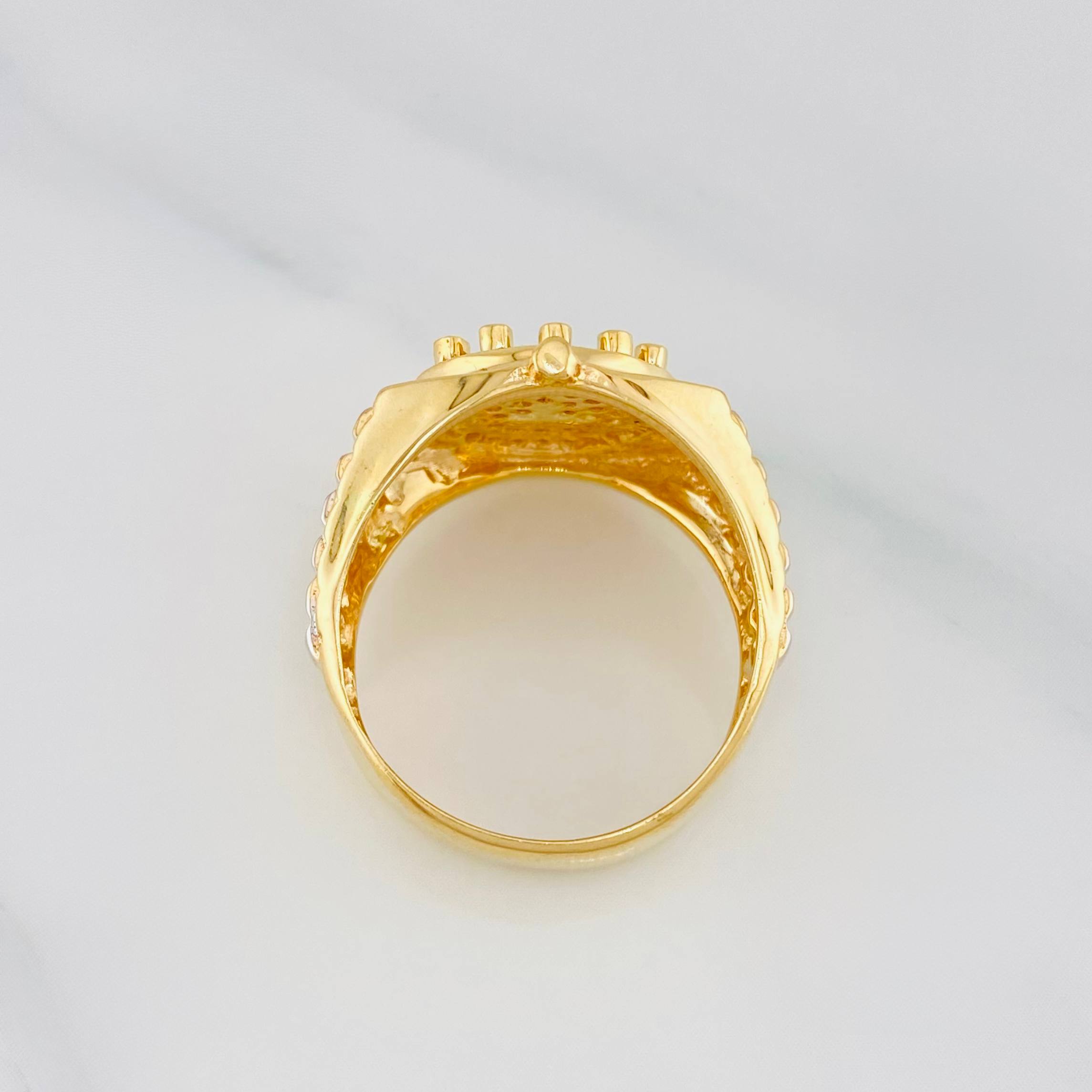 Anillo Correa Corona 7.2 g / T7 3/4 Dos Oros Amarillo Blanco 18K