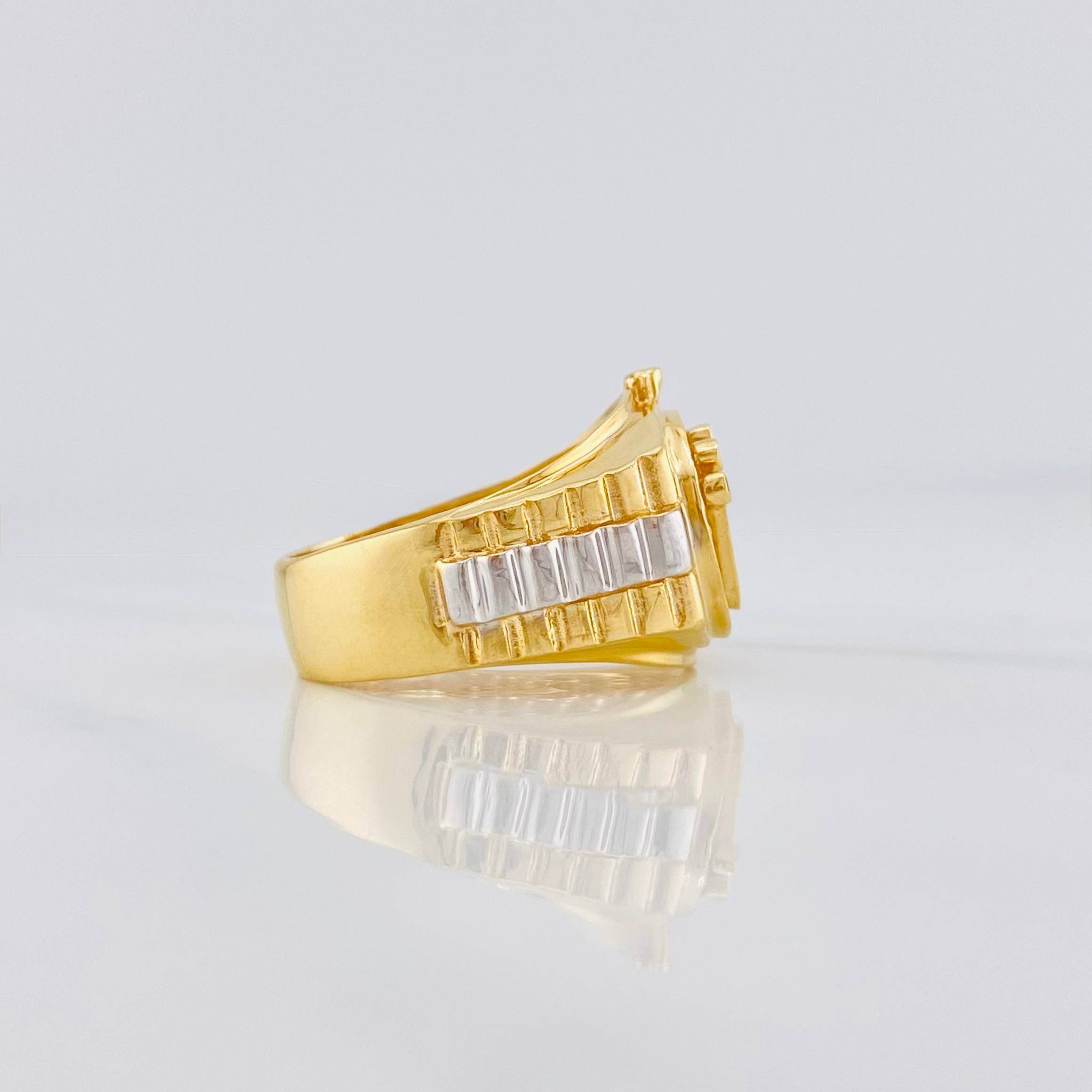 Anillo Correa Corona 7.2 g / T7 3/4 Dos Oros Amarillo Blanco 18K