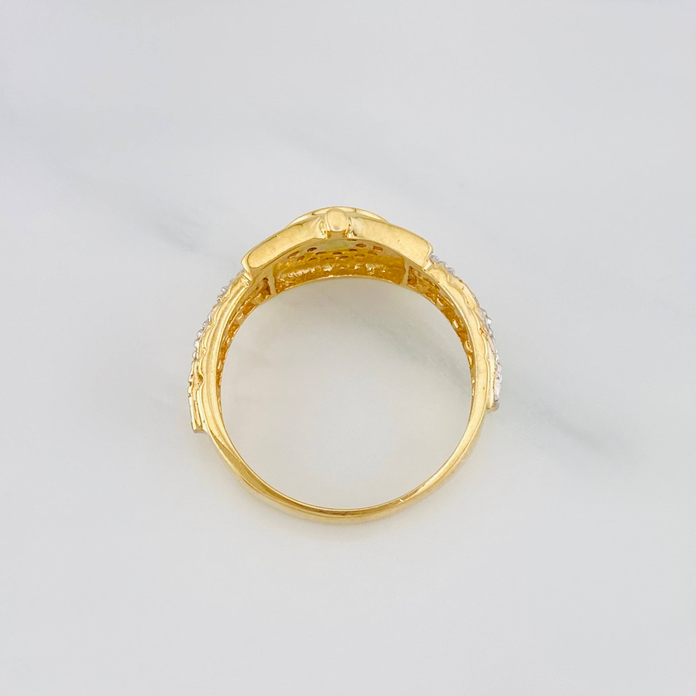 Anillo Correa Corona 3.8 g / T6 1/4 Dos Oros Amarillo Blanco 18K