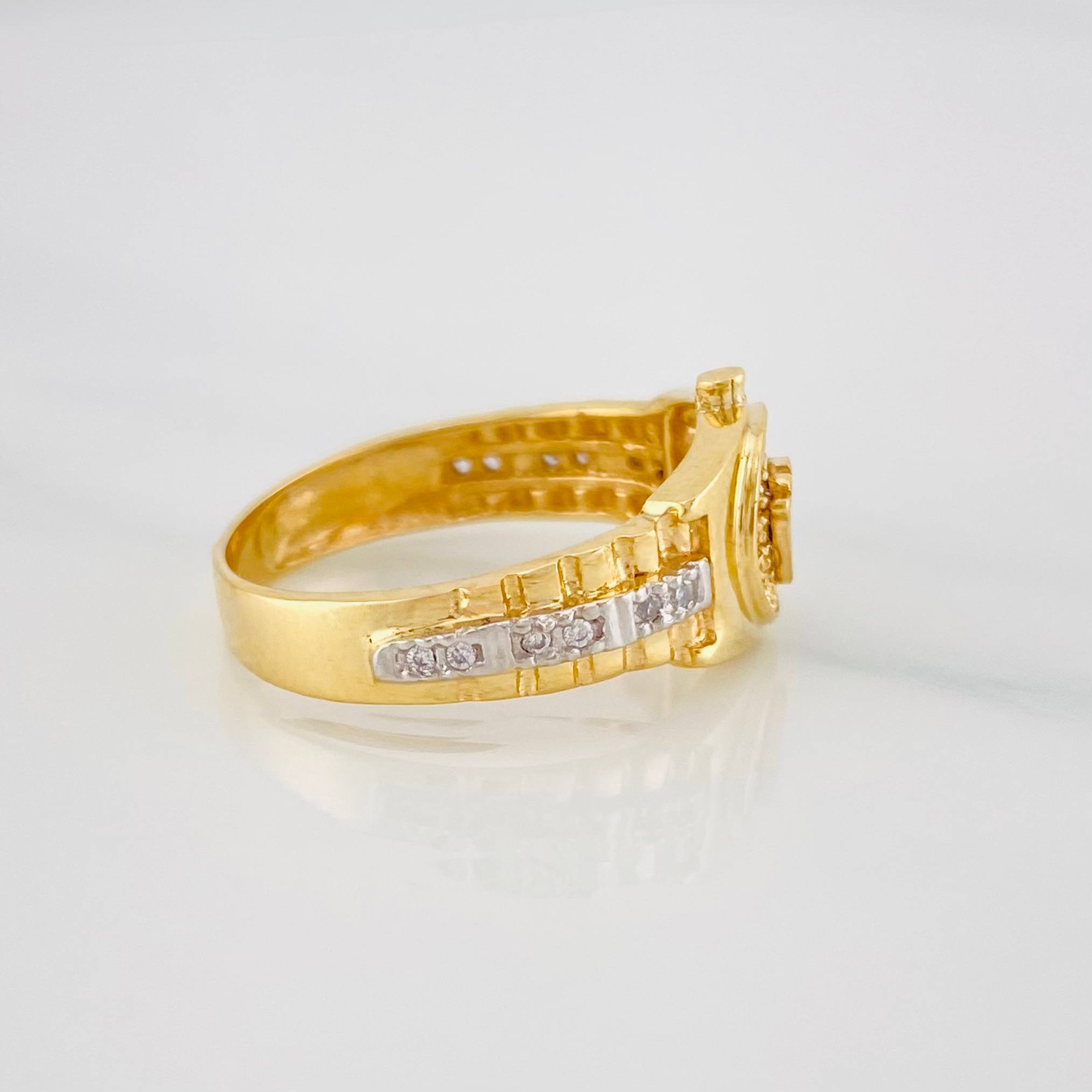 Anillo Correa Corona 3.8 g / T6 1/4 Dos Oros Amarillo Blanco 18K